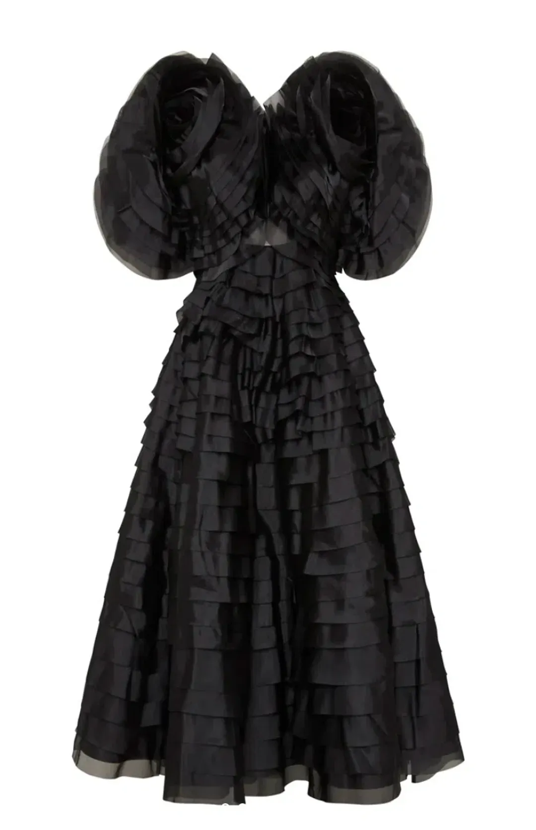 Aje Amour Ruffle Midi Dress Black Size 8 for rent on The Volte - main image