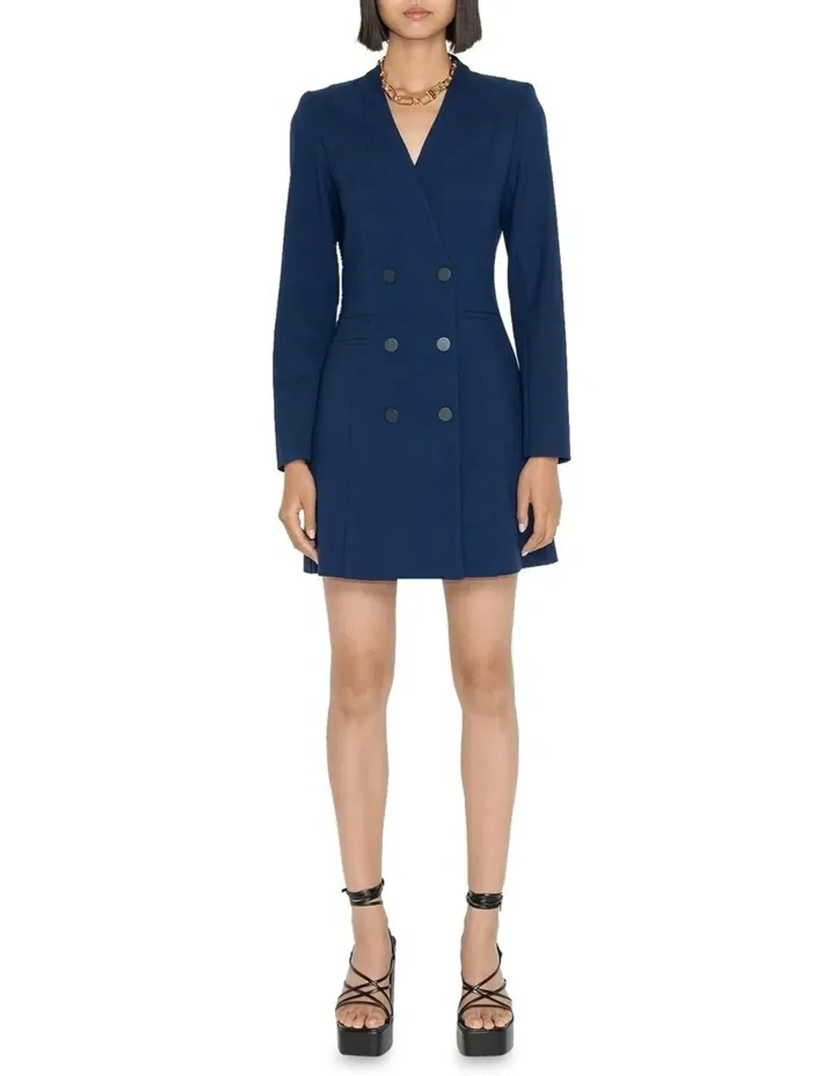 Cue Double Breasted Blazer Dress Navy Size 8  - Image 1