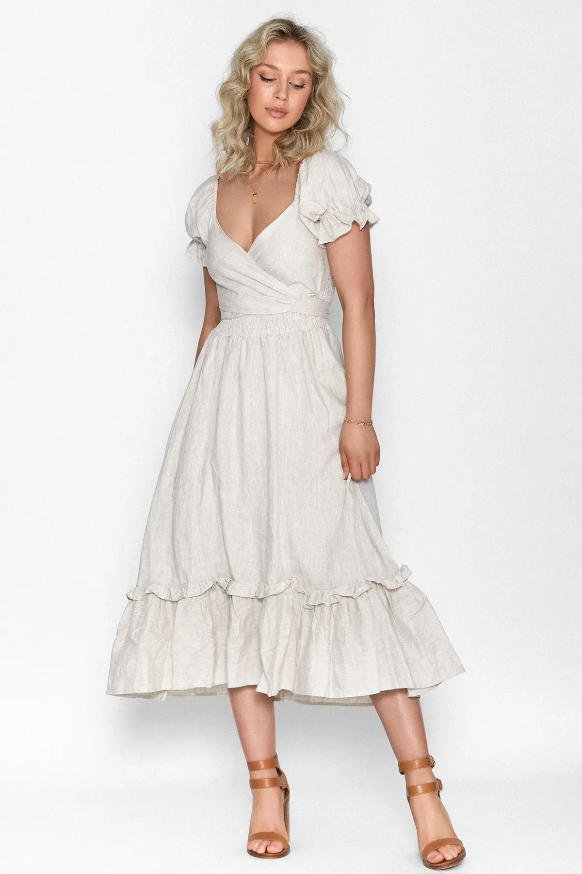 Aulieude Marianne Dress in Oat Cream Size 16 - Image 2