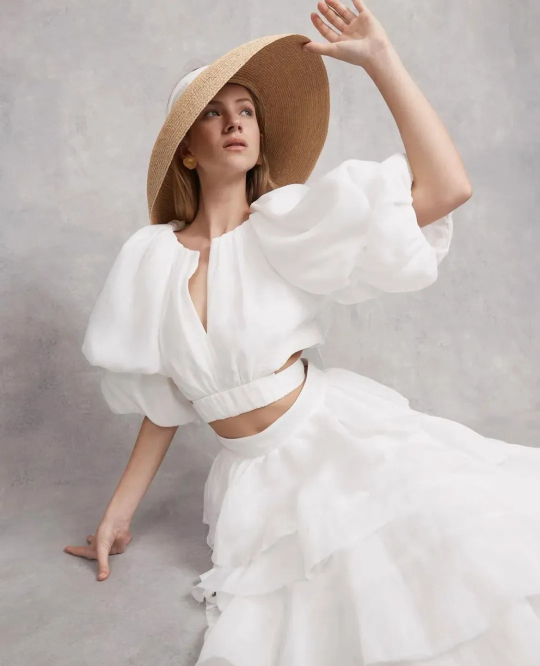 Aje Medina Tiered Midi Skirt White Size 12  for rent on The Volte - main image