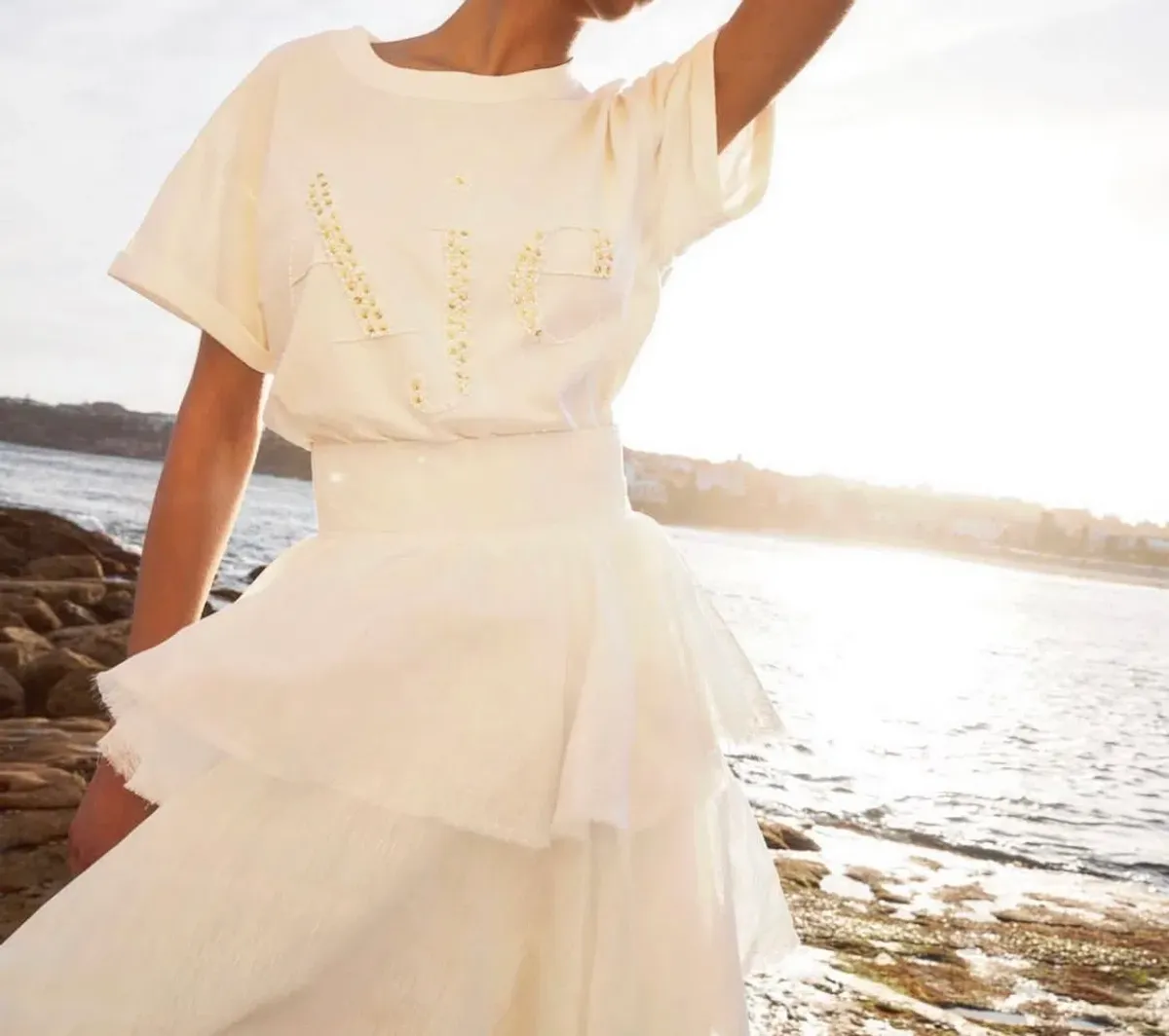 Aje Medina Tiered Midi Skirt White Size 12  - Image 3