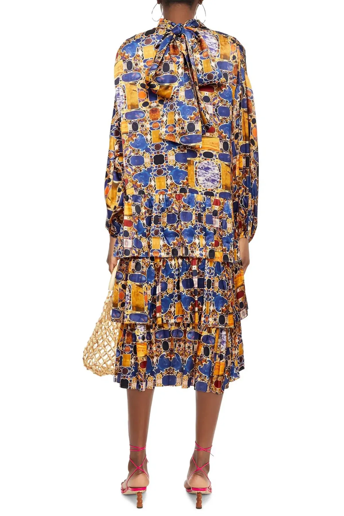 Rhode Cecile Tiered Silk Blend Midi Dress Print Size 12 - Image 2