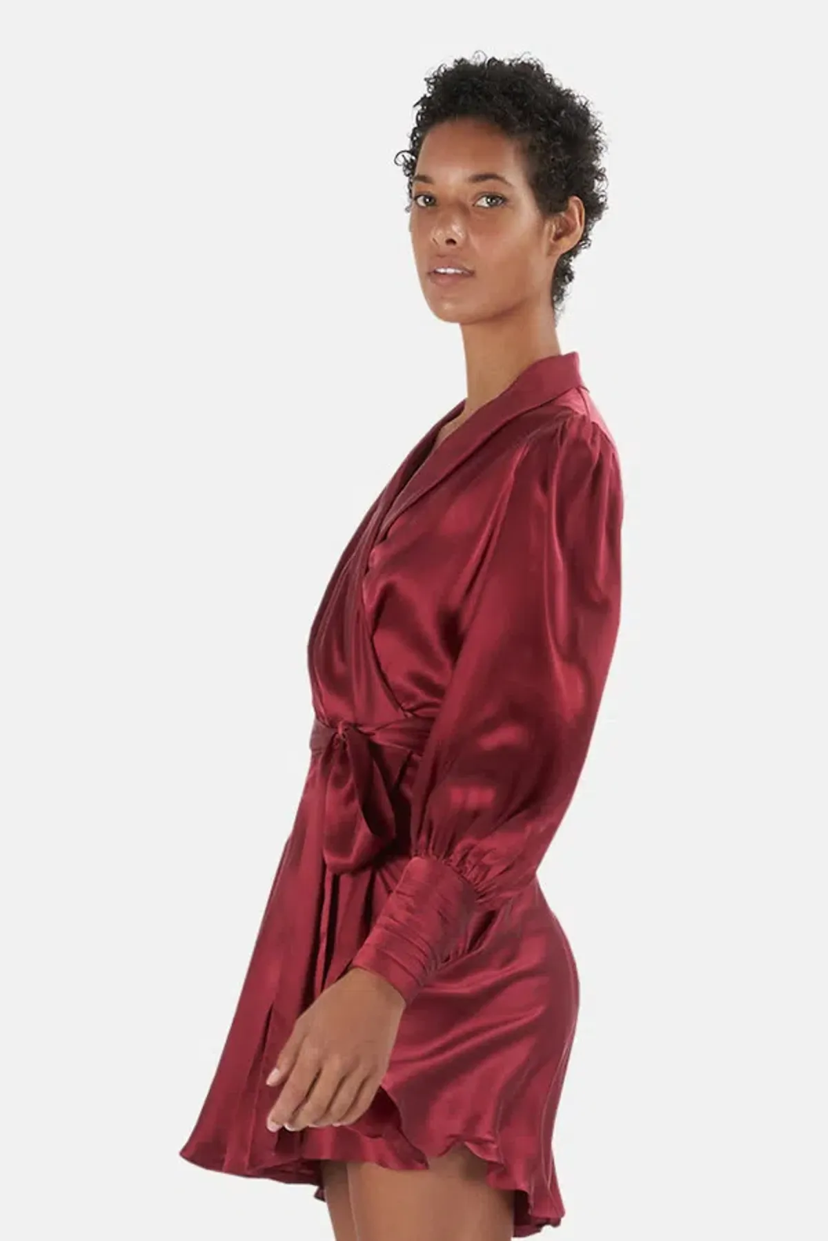 Zimmermann Silk Wrap Mini Dress Burgundy Size 0/ Au 8 - Image 3