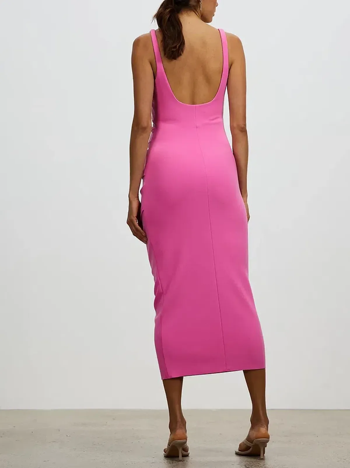 Bec & Bridge Karina Tuck Midi Dress In Bright Fuschia Size 8 - Image 3