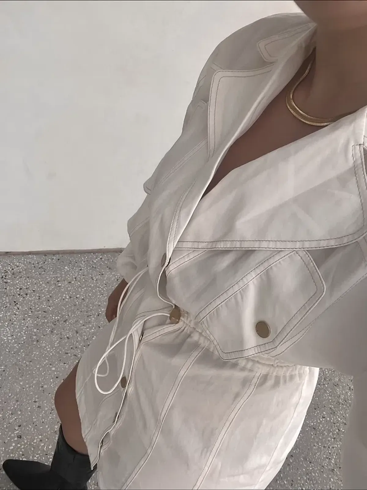 Aje Prima Trench Dress White Size 6  - Image 3