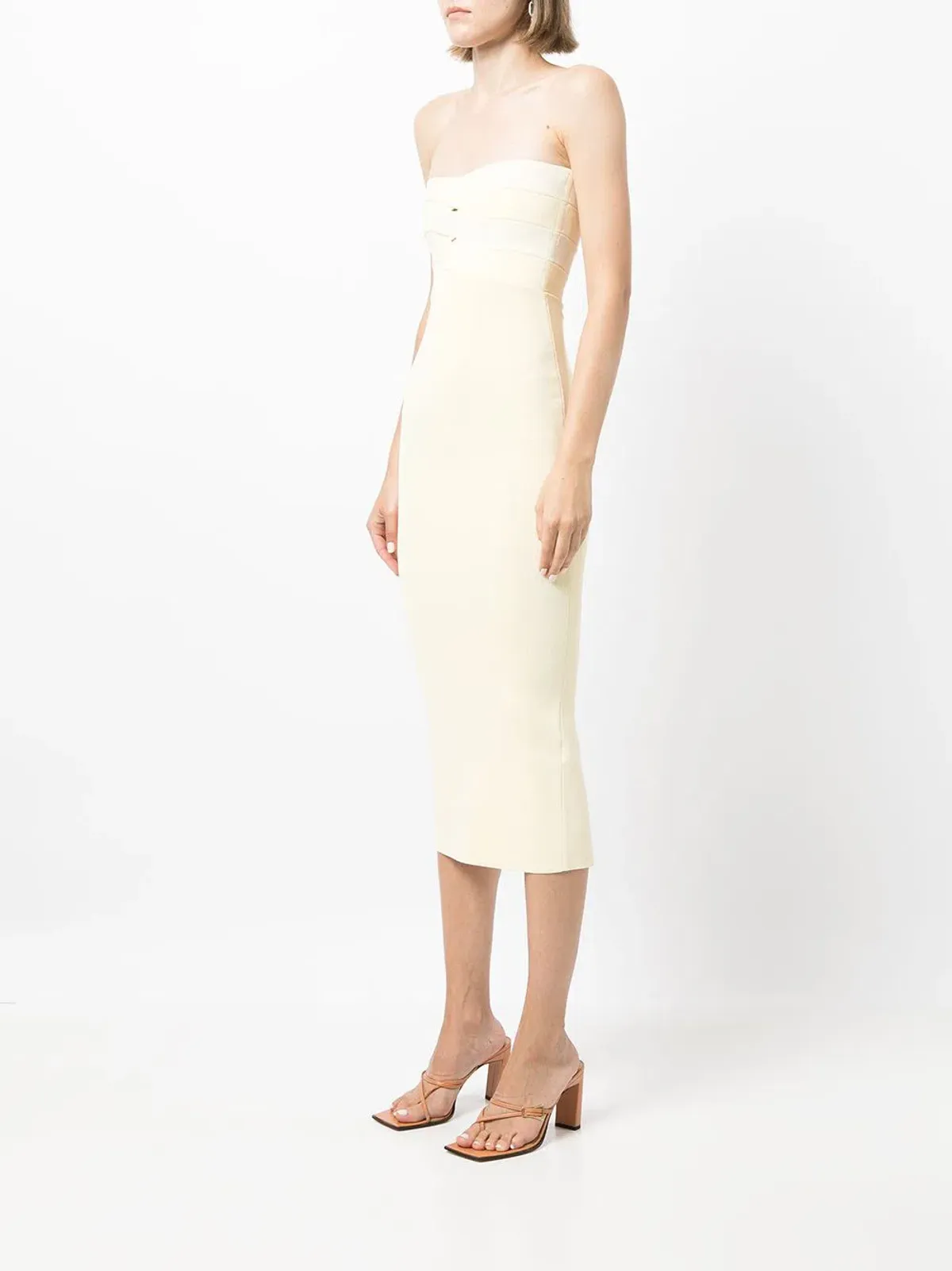 Dion Lee Interlock Bustier Dress Yellow/Cream Size S/ AU 8 - Image 3