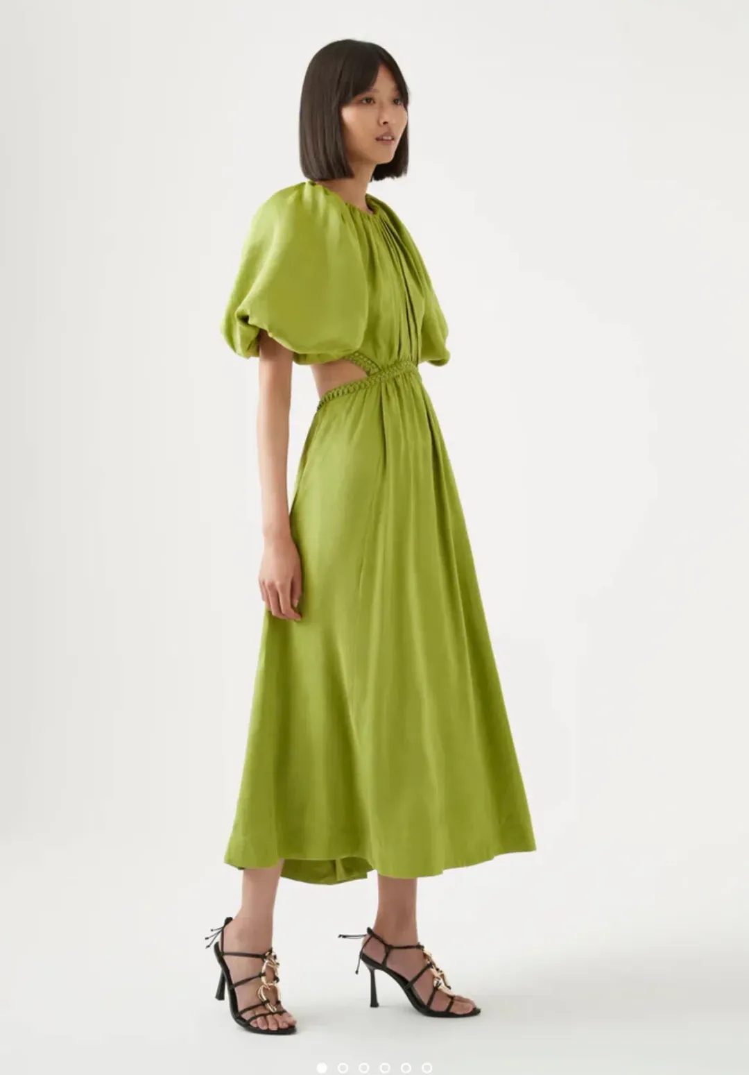 Aje Capucine Puff Sleeve Midi Dress Green Size 10 for rent on The Volte - main image