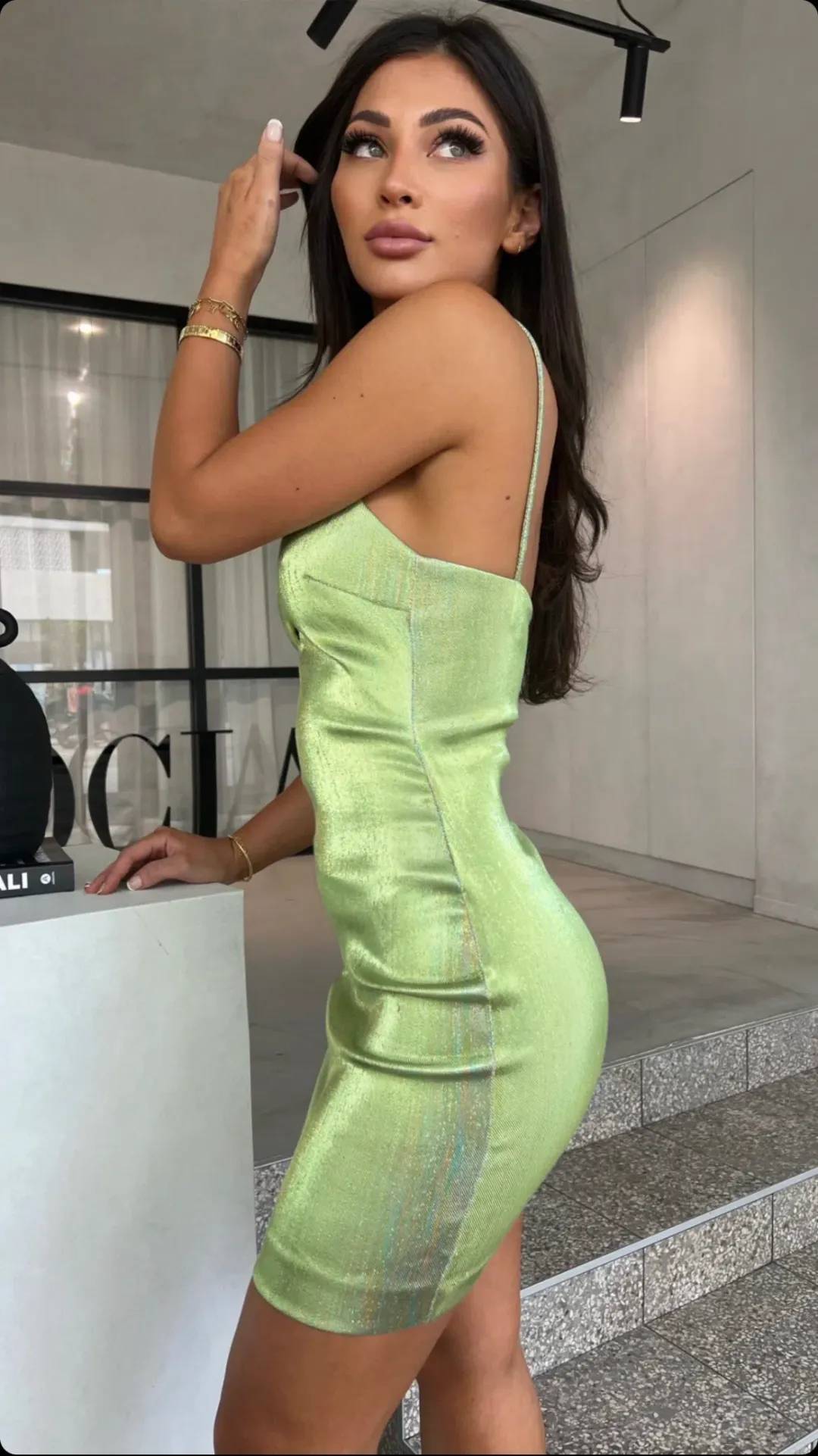 Bec & Bridge Lime Cordial Mini Dress Green Size 8 for rent on The Volte - main image