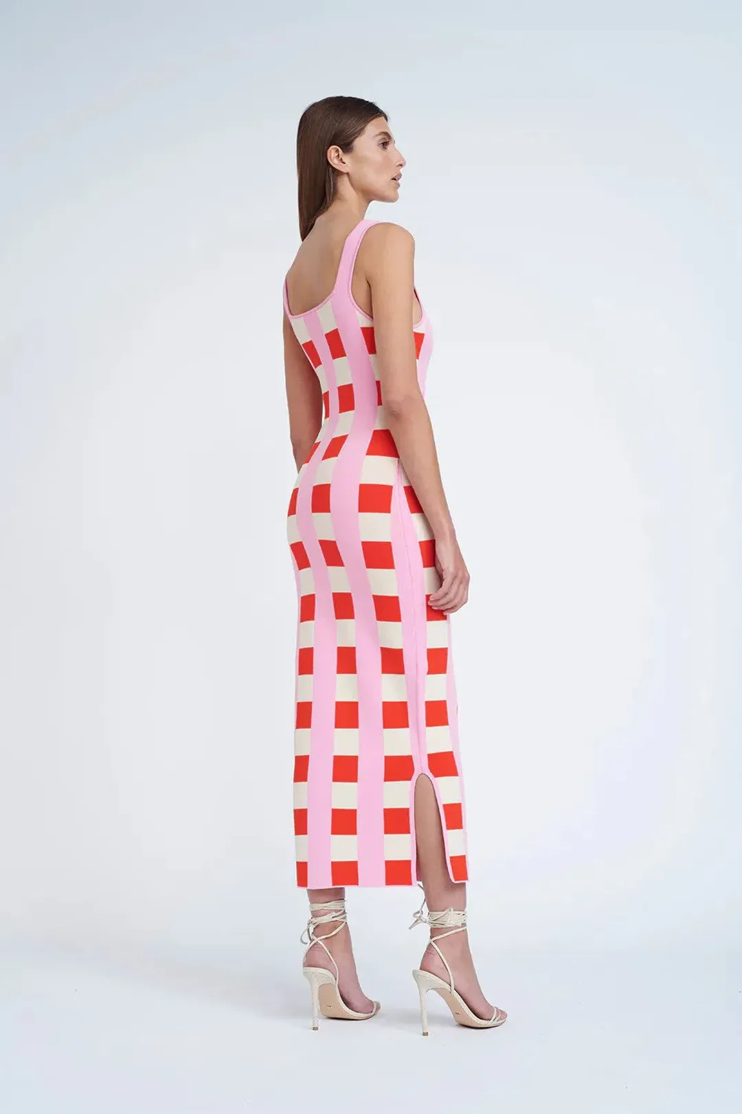 By Johnny Cora Check Knit Midi Dress Multi Size 6 for rent on The Volte - main image