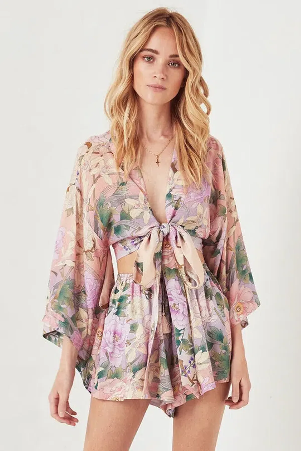 Spell Lily Kimono Top Size L and Flutter Shorts Size XL Set Print - Image 5