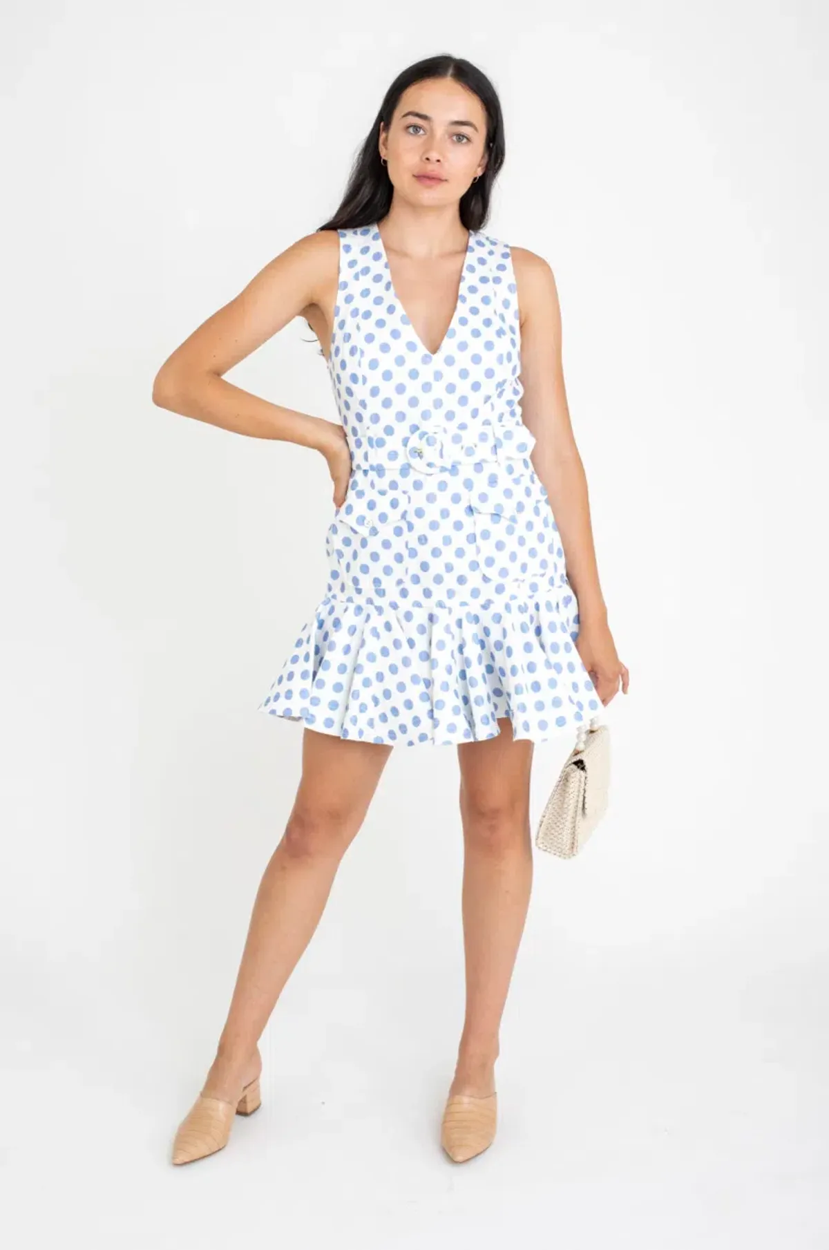 Zimmermann Super Eight Safari Mini Dress Ivory/Blue Dot Size 0/Au 6  - Image 2