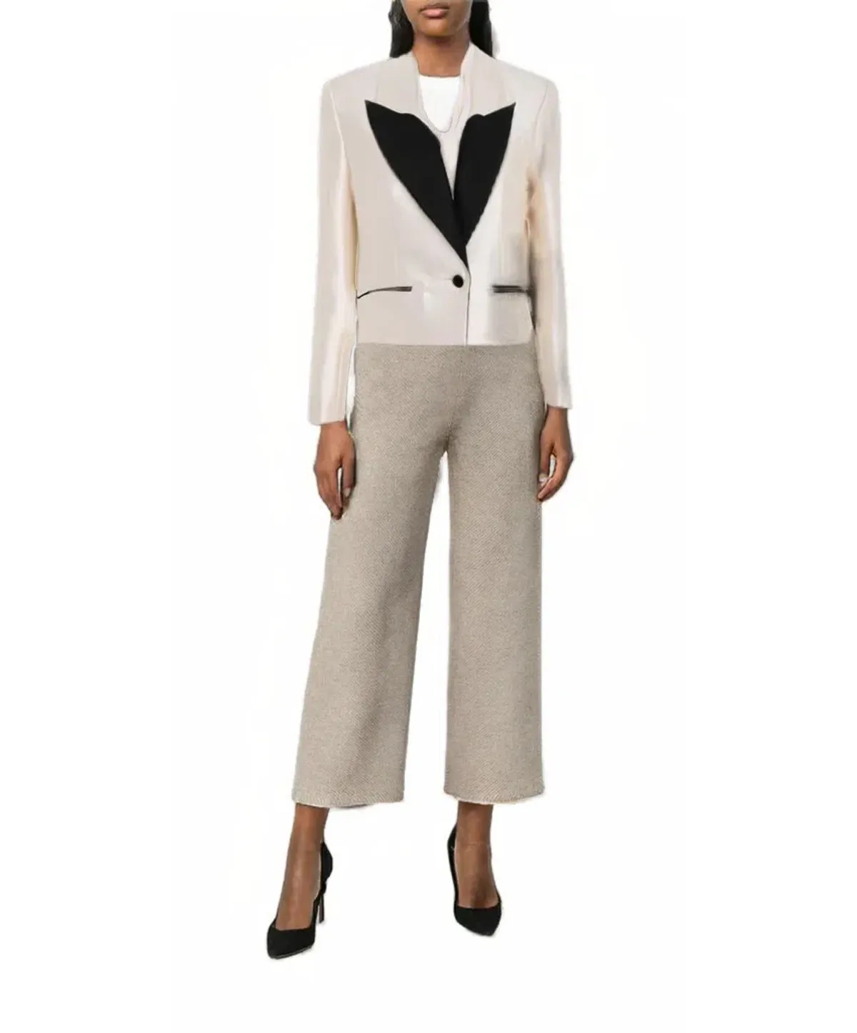 Zimmermann Cropped Tuxedo Jacket Milk Size 1 / Au 10 - Image 4