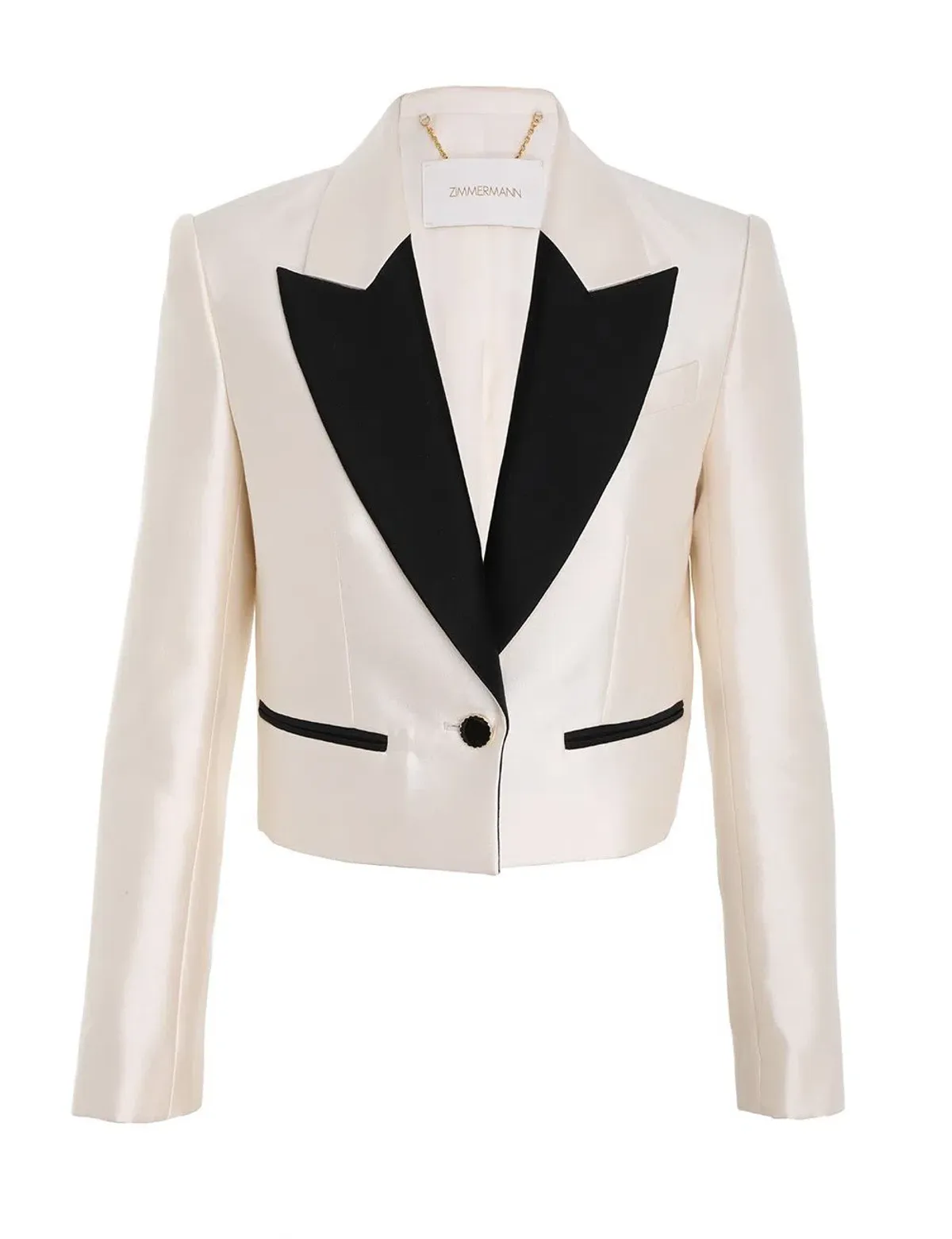 Zimmermann Cropped Tuxedo Jacket Milk Size 1 / Au 10 - Image 5
