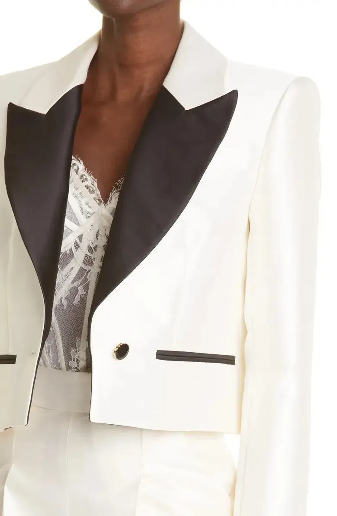 Zimmermann Cropped Tuxedo Jacket Milk Size 1 / Au 10 for rent on The Volte - main image