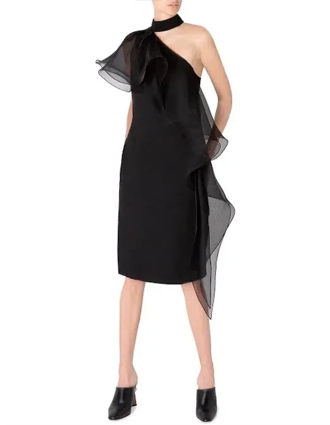 Carla Zampatti Perfect Asymmetry Sheath Dress Black Size 8 for rent on The Volte - main image