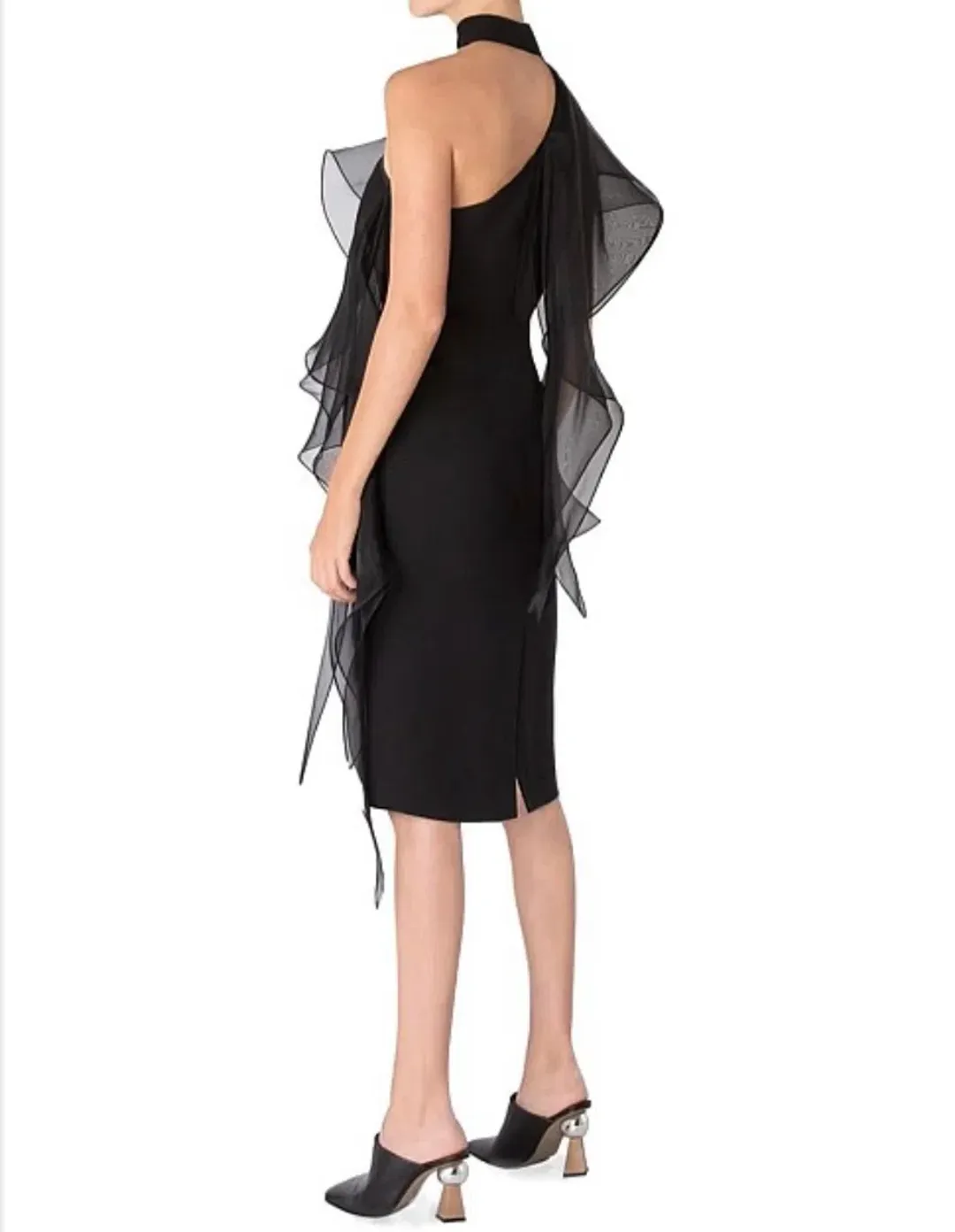 Carla Zampatti Perfect Asymmetry Sheath Dress Black Size 8 for rent on The Volte - main image