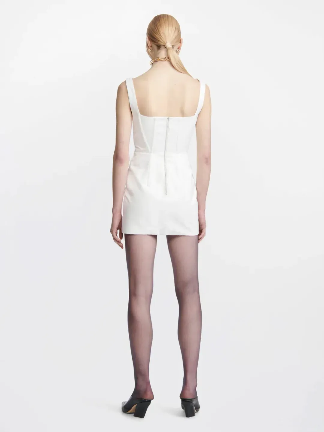 Dion Lee Fork Frame Mini Dress White Size 4 for rent on The Volte - main image