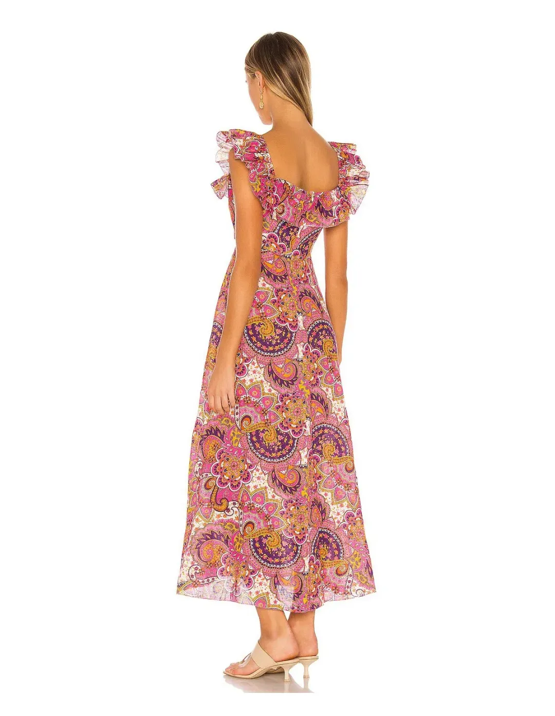 Zimmermann Fiesta Ruffle Midi Dress Print Size 12 for rent on The Volte - main image