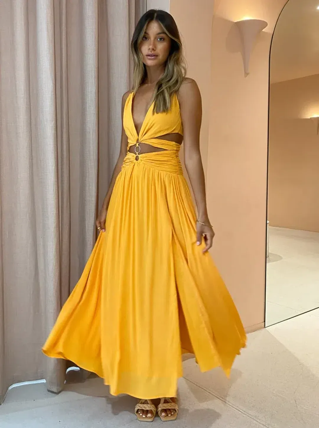 Issy Hoops Dress Orange Sorbet Size 12 for rent on The Volte - main image