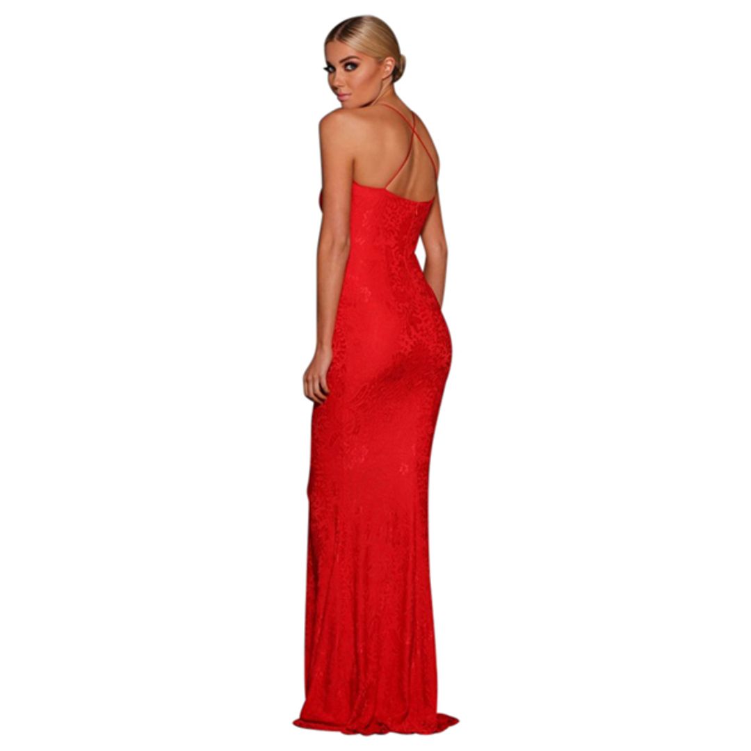 Elle Zeitoune Red Lace Lori Dress size 12 for rent on The Volte - main image