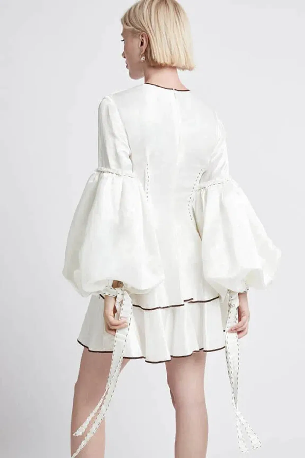 AJE Gracious Tiered Mini Dress Ivory Size 8  - Image 2