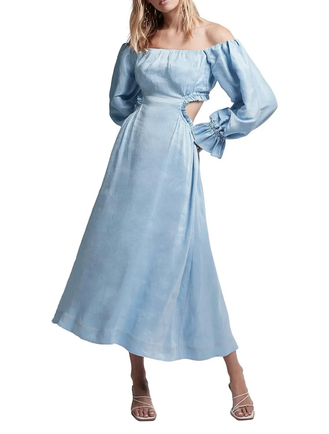 Aje Overture Blouson Midi Dress Blue Size 6 for rent on The Volte - main image