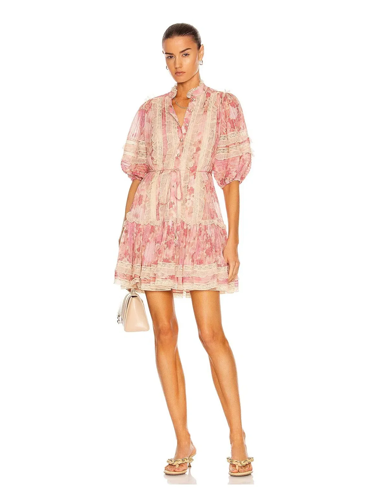 Zimmermann Concert Pintucked Mini Dress Cherry Meadows Size 1 / Au 10 - Image 3