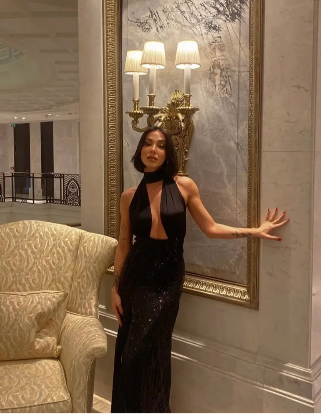 Alamour Maria Dress Black Sequin Size M/ Au 10 for rent on The Volte - main image