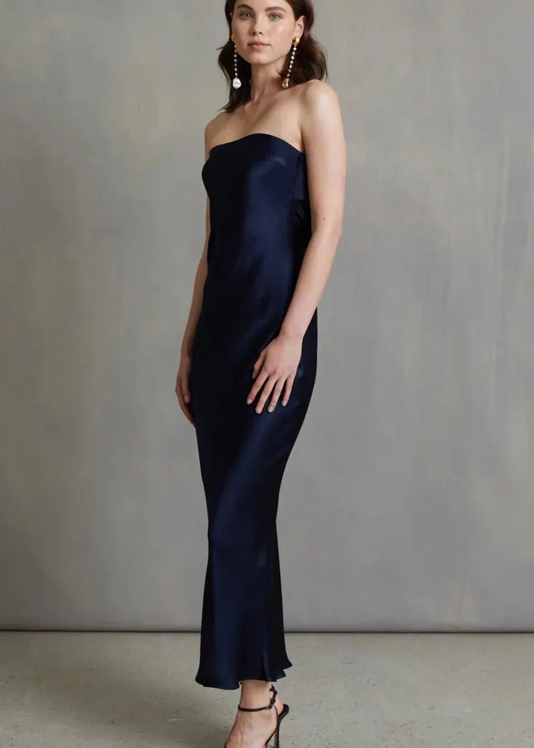 Bec & Bridge Moon Dance Strapless Dress Ink Blue Size 8 for rent on The Volte - main image