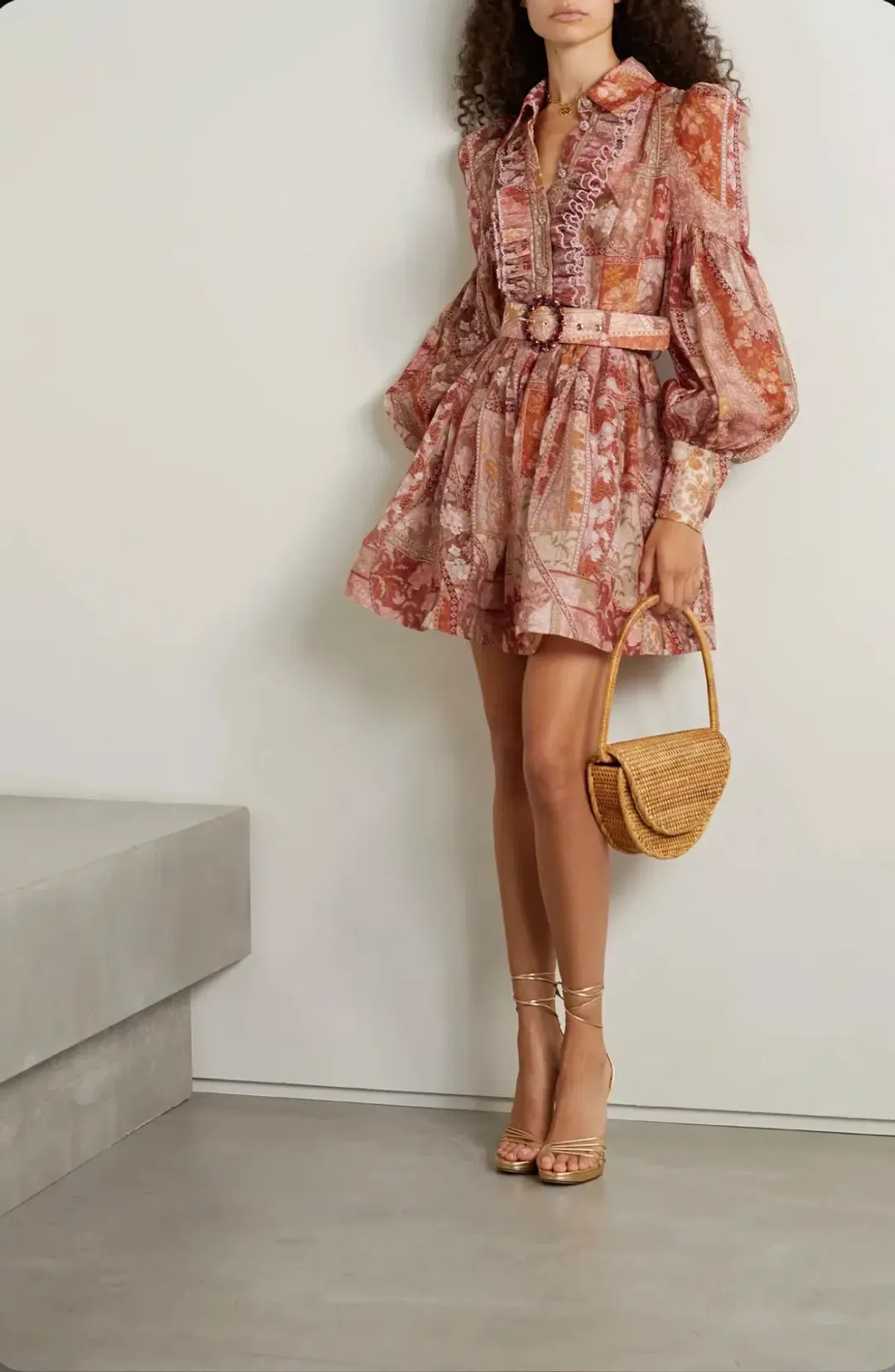 Zimmermann The Kaleidoscope Tuxedo Frill Mini in Red Swirl Floral Size 0P/Au 6 for rent on The Volte - main image