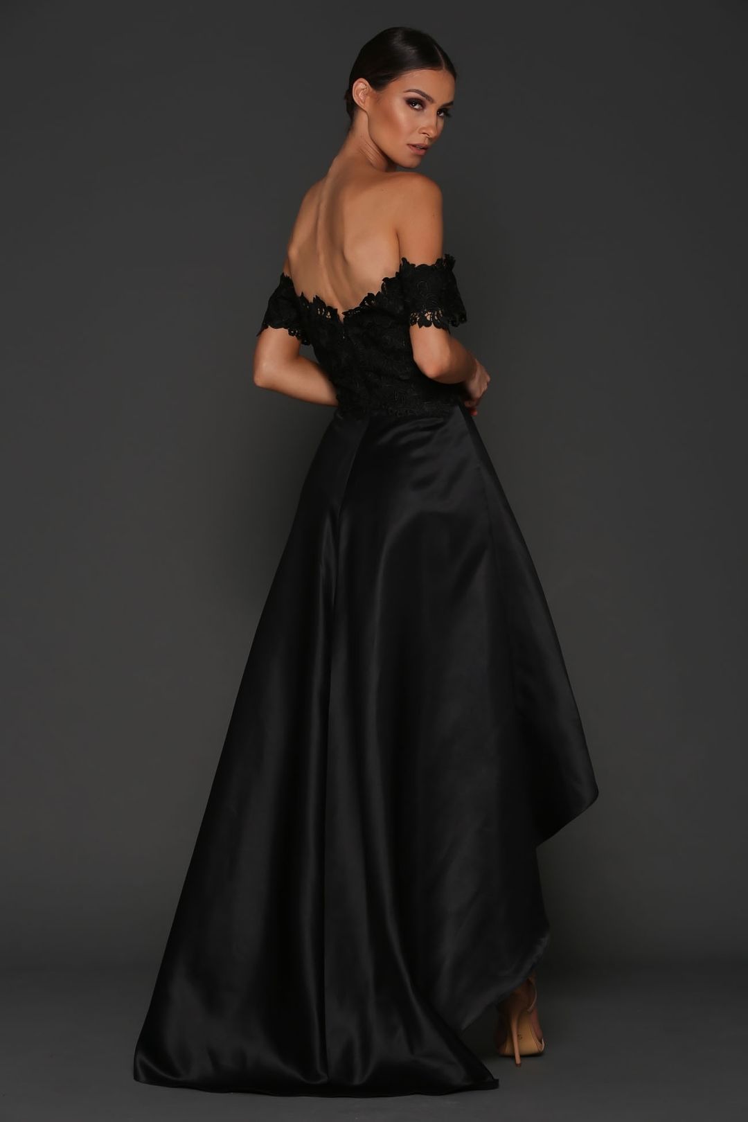 Elle Zeitoune Rosie Strapless Black Lace Dress Size 10 for rent on The Volte - main image