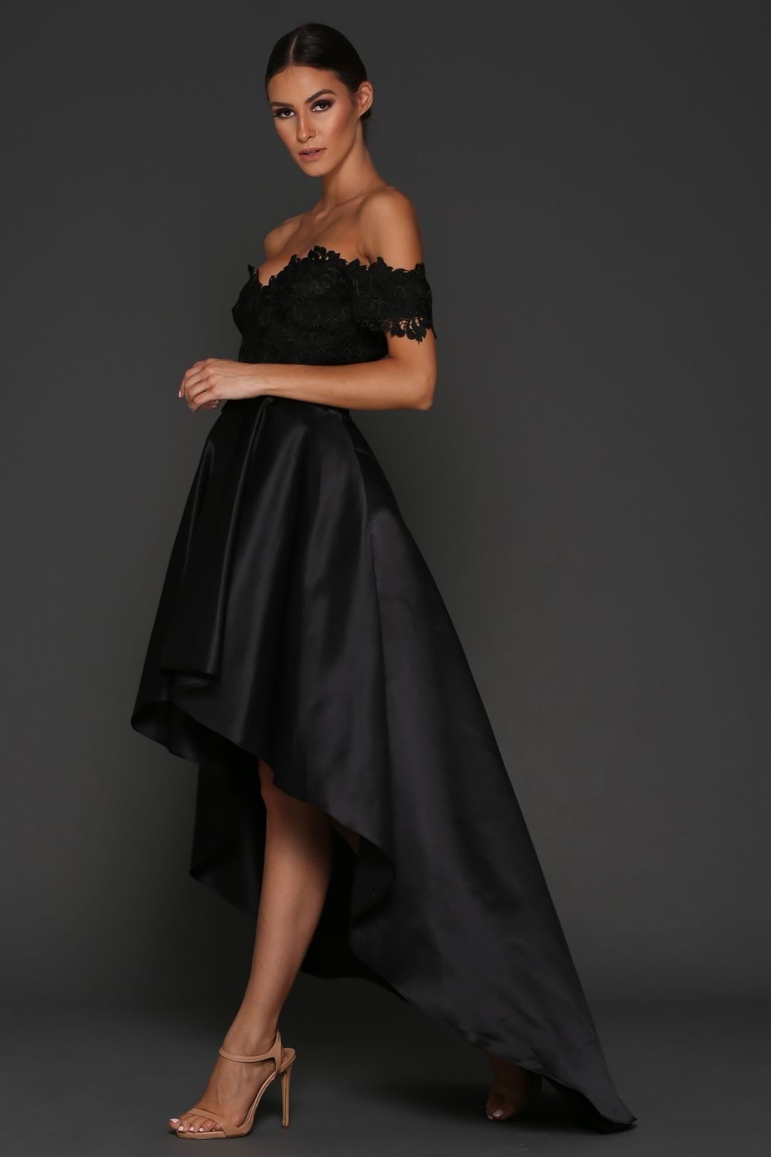 Elle Zeitoune Rosie Strapless Black Lace Dress Size 10 for rent on The Volte - main image