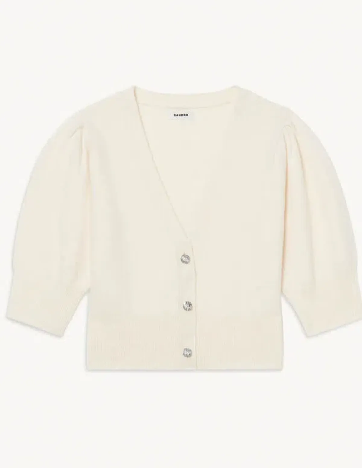 Sandro Wool Cardigan Ecru Size 1 - Image 4