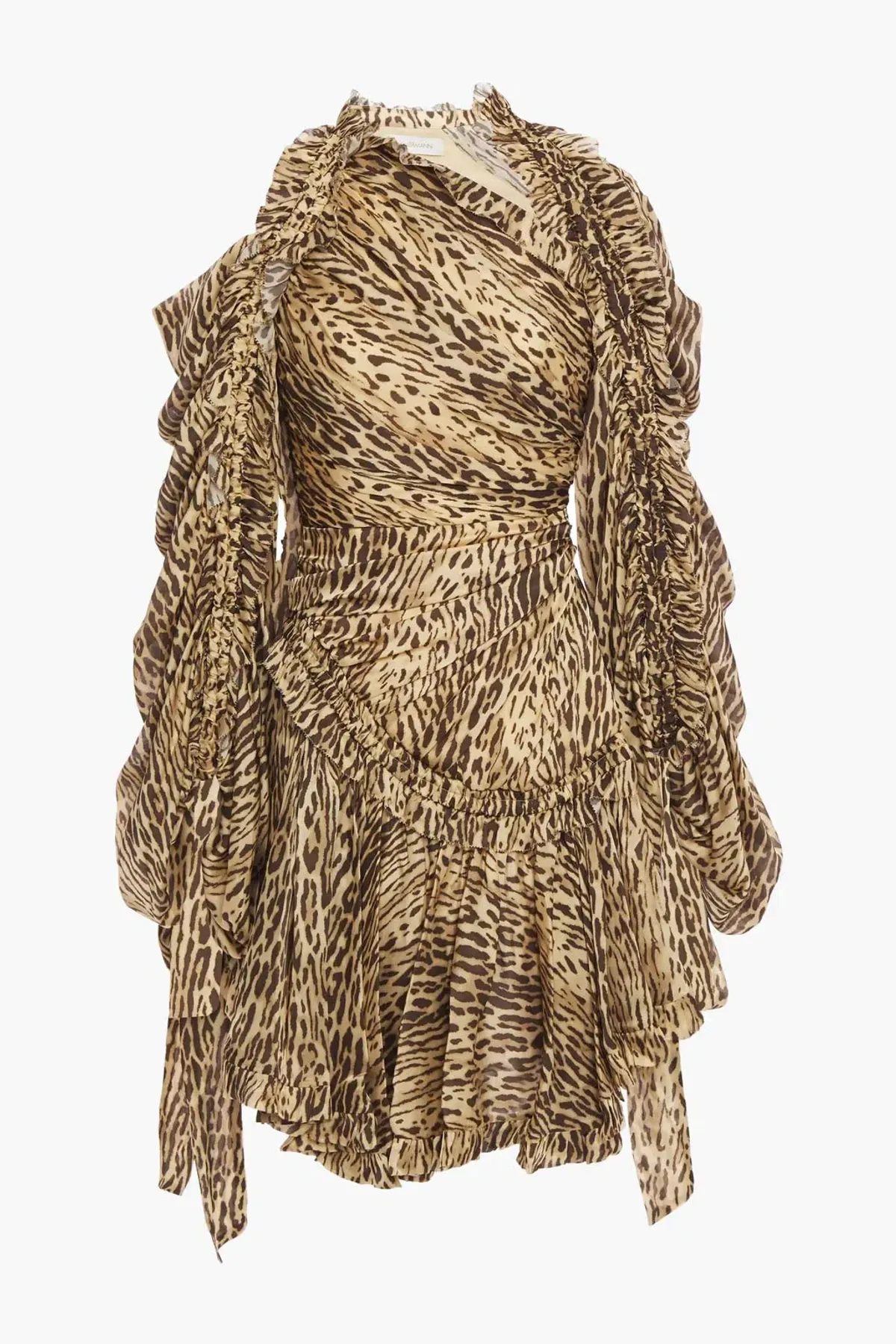 Zimmermann Cutout Leopard-print Silk Crepe De Chine Mini Dress Animal Print Size 0P/Au 6  - Image 3