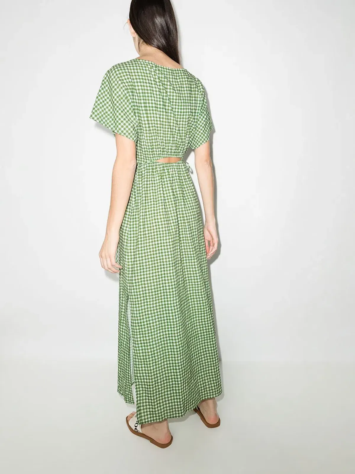 Peony Picnic After Swim Gingham-check Maxi Dress Green Size 10  - Image 4