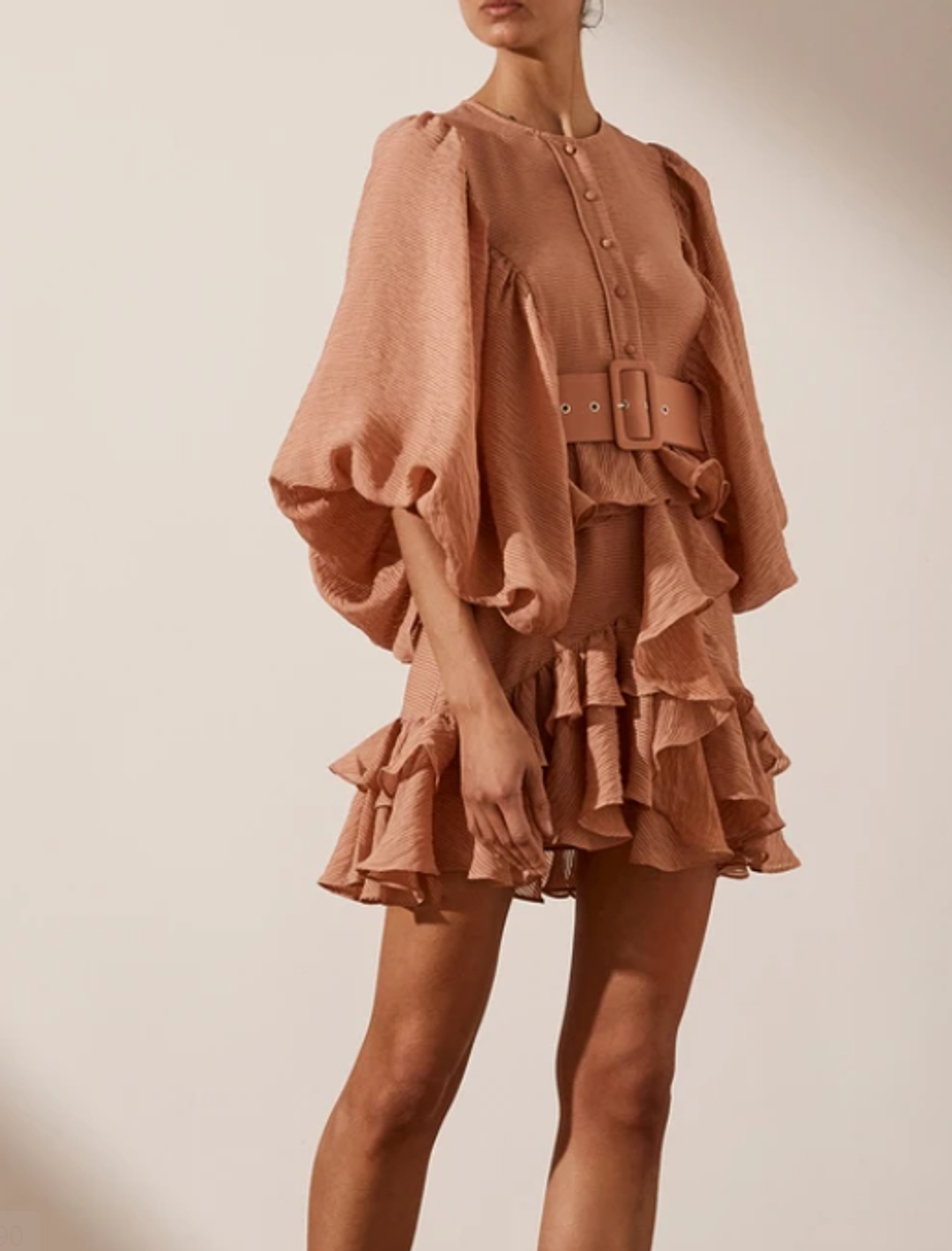 Shona Joy Charlotte Draped Mini Dress Dusty Rose Size 8 for rent on The Volte - main image