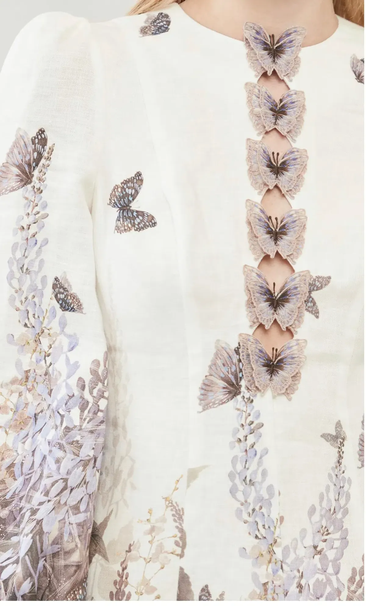 Zimmermann The Luminous Butterfly Mini Dress in Ivory Size 0/Au 8 - Image 4