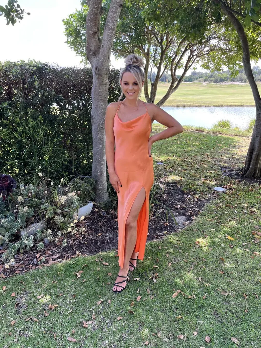 Bec & Bridge Annika Cowl Gown Sorbet Size 8  for rent on The Volte - main image