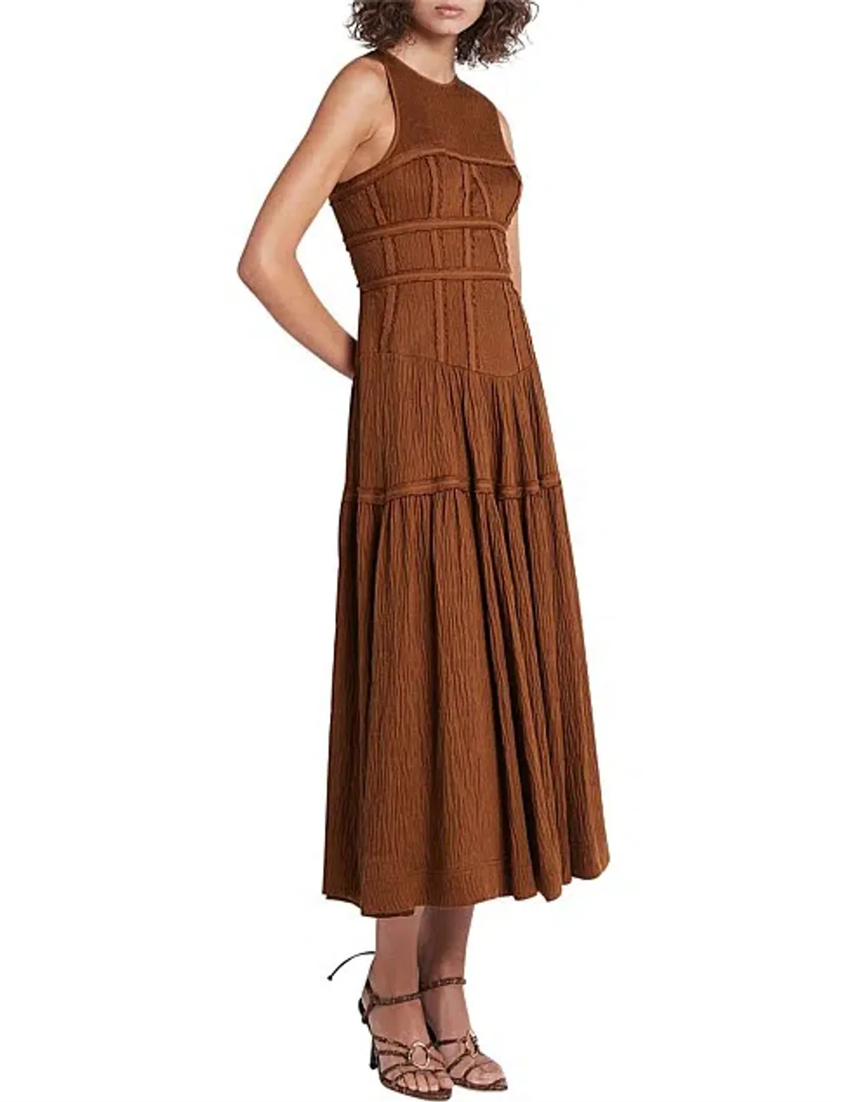 Aje Tidal Corset Midi Dress Coffee Size 8 / S - Image 2