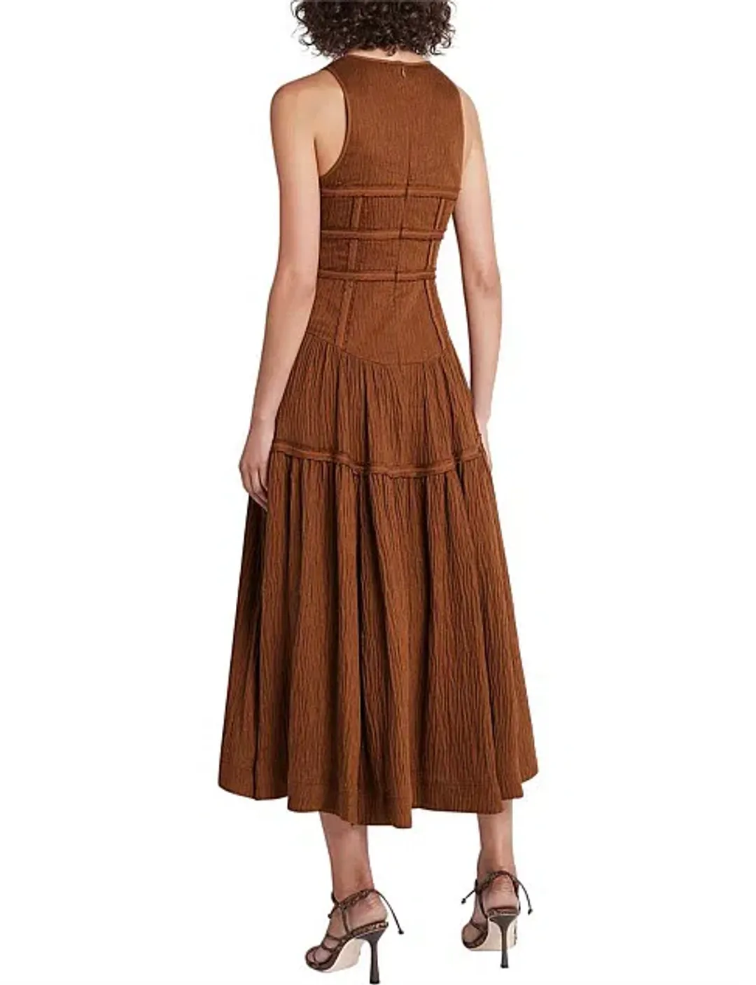 Aje Tidal Corset Midi Dress Coffee Size 8 / S for rent on The Volte - main image