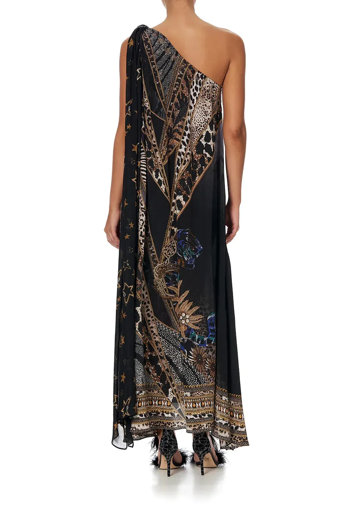 Camilla One Shoulder Long Dress Lady Stardust Print Size 8 - Image 3