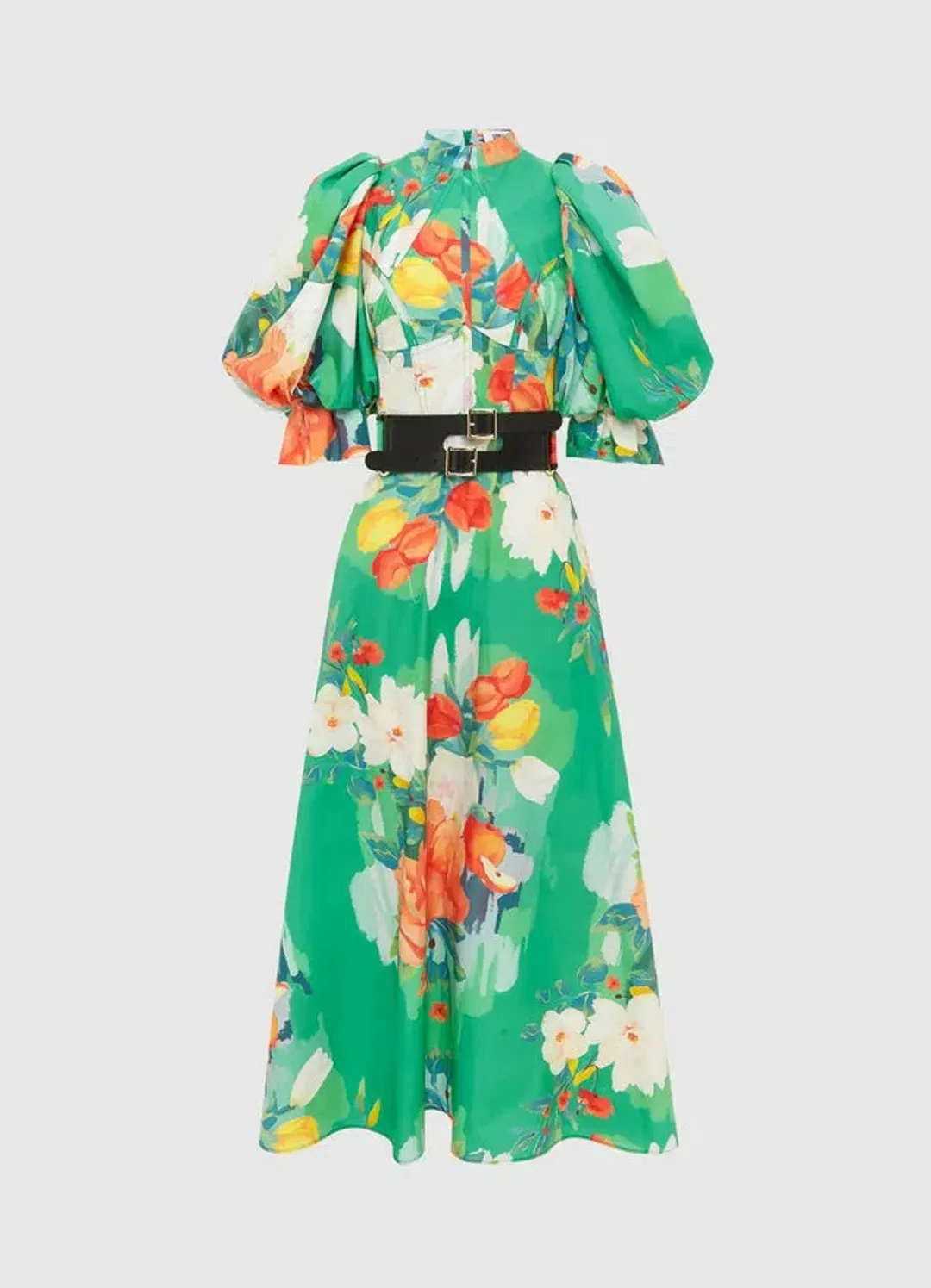 Leo Lin Florescence Midi Dress Green Floral Size 10 for rent on The Volte - main image
