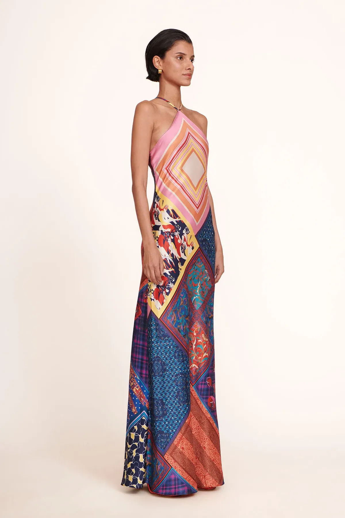 Staud Cubism Dress in Patchwork Foulard Print Size 6 - Image 2
