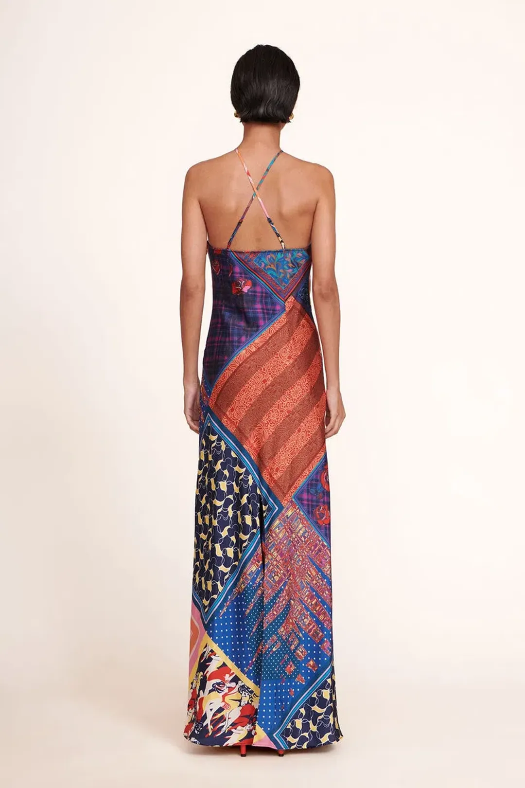 Staud Cubism Dress in Patchwork Foulard Print Size 6 for rent on The Volte - main image