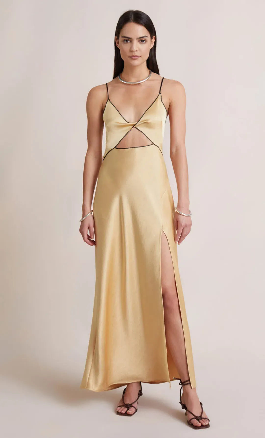 Bec & Bridge Hazel Maxi Dress in Wheat Yellow Size AU 10 for rent on The Volte - main image