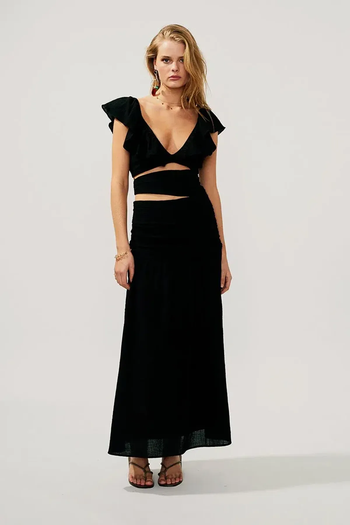 Suboo Alva Rouched Cut Out Maxi Black Size S/ AU 8 - Image 1