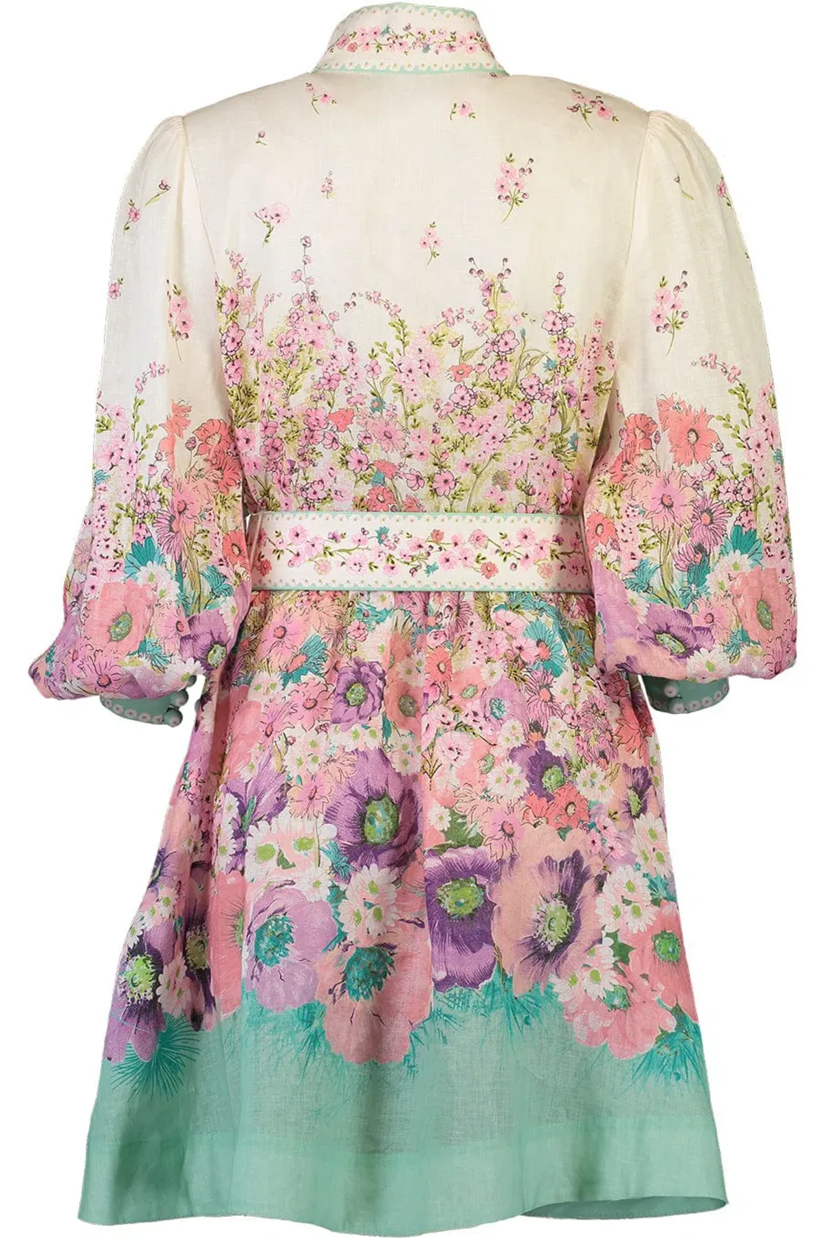 Zimmermann Jude Buttoned Mini Dress Aqua Gradient Floral Size 0P / Au 6 - Image 8
