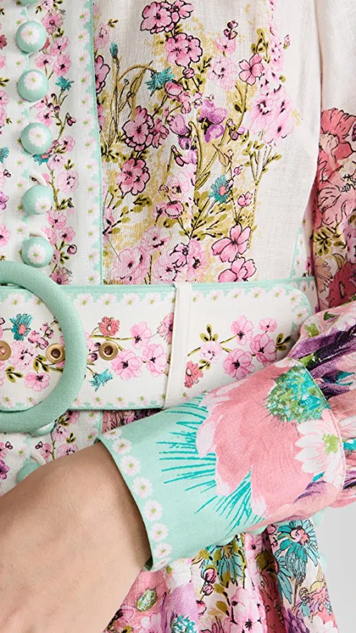 Zimmermann Jude Buttoned Mini Dress Aqua Gradient Floral Size 0P / Au 6 - Image 5