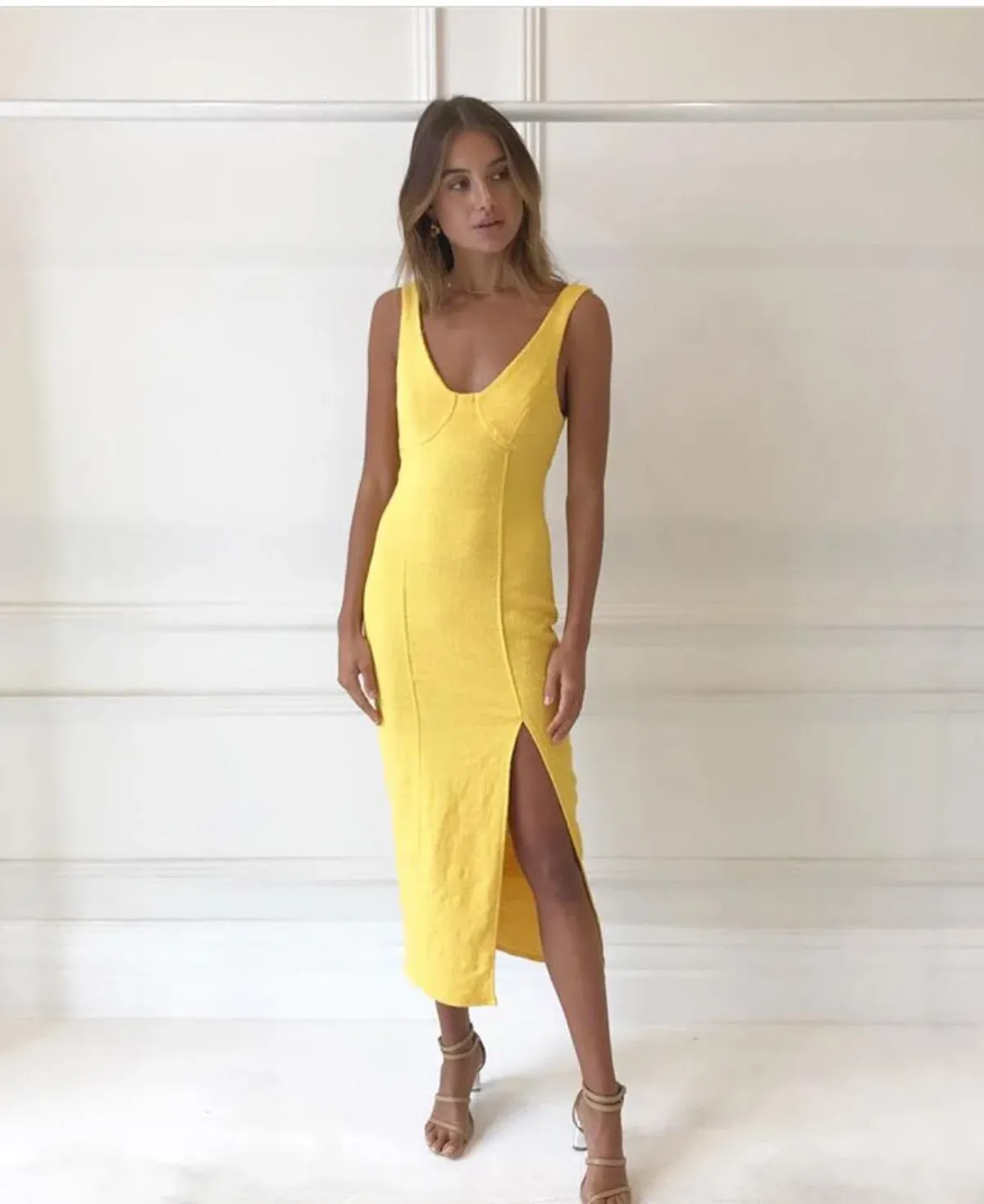 Bec & Bridge Cle'mence Midi Dress Yellow Size 8 - Image 3