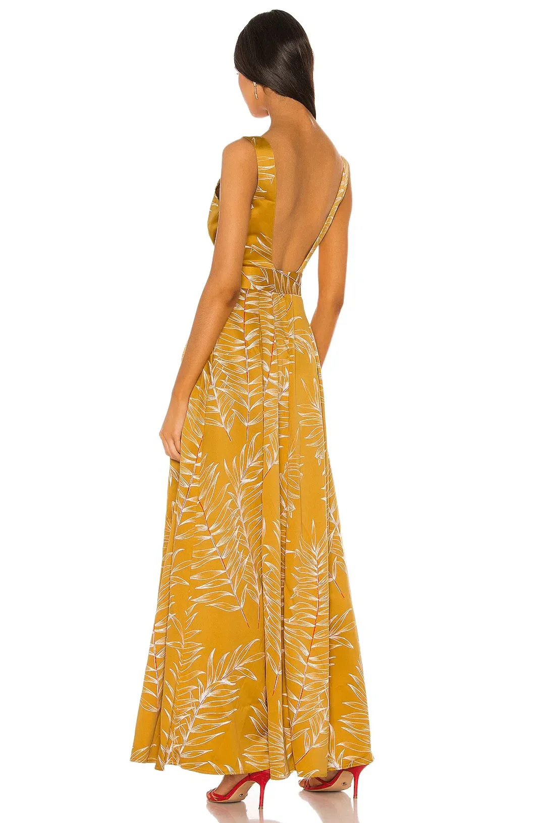 Camila Coelho Belmira Maxi Dress Gold Tropical Size XS/AU 6-8 for rent on The Volte - main image